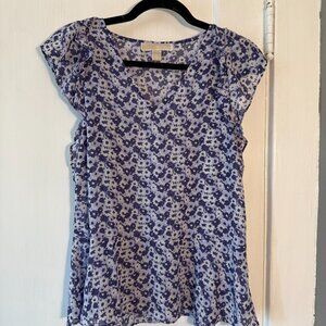Michael Kors Purple Flowery Top sz XS